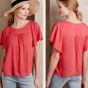 Anthropologie Maeve Keme Swiss Dot Scalloped Top